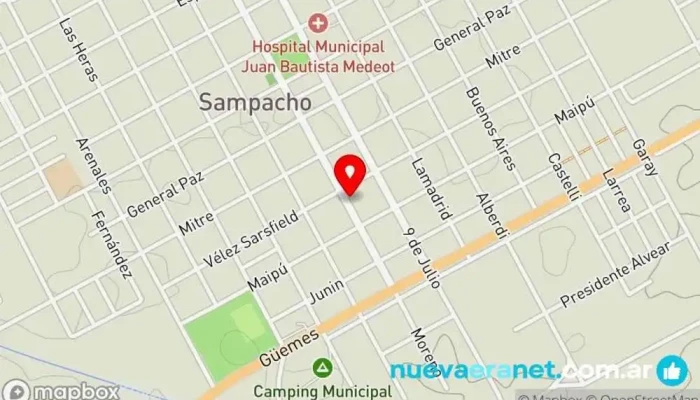 mapa de Panadería Sucursal La Nueva Aldea Panadería en Sampacho