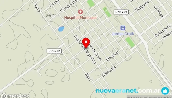 mapa de Panadería y Cafetería El Molino Panadería en James Craik