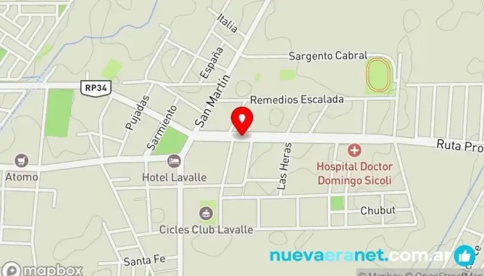 mapa de Panaderia y Cafeteria Gabriela Panadería, Cafetería en Villa Tulumaya