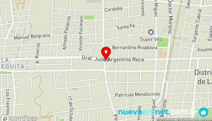 mapa de Panadería y cafetería Roma Panadería en Las Heras