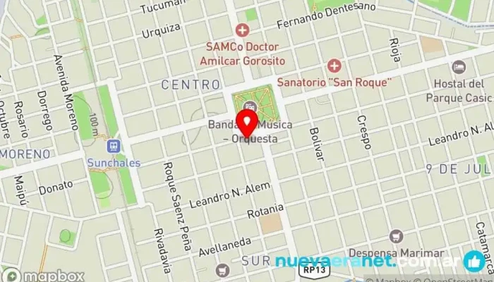 mapa de Panaderia y Confiteria Central Panadería, Pastelería francesa en Sunchales