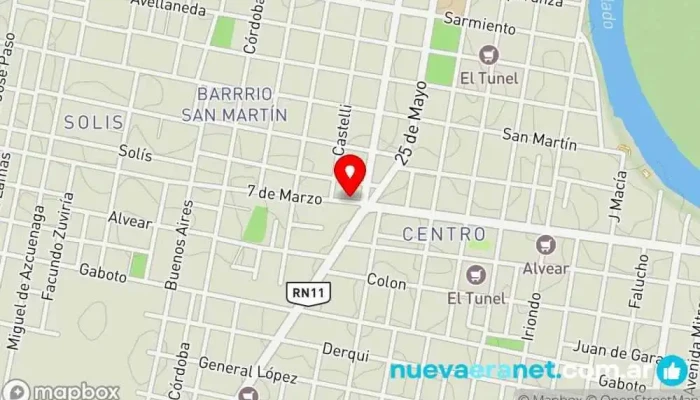 mapa de Panaderia y Confiteria La Central Panadería en Santo Tomé