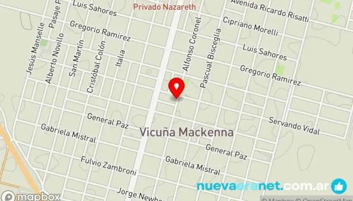 mapa de Panadería y Confitería San Martín Panadería en Vicuña Mackenna