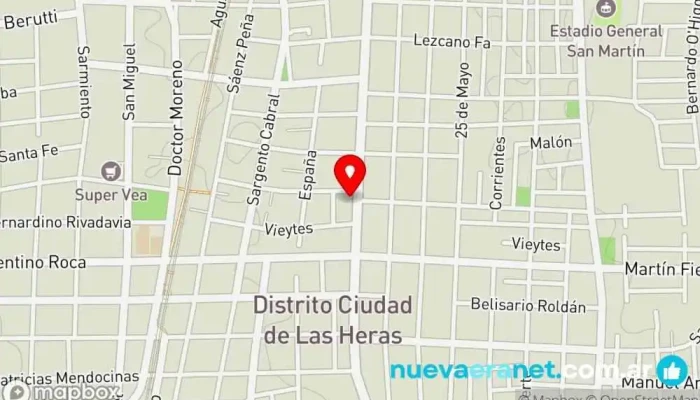 mapa de Panadería y Confitería San Miguel Panadería en Las Heras