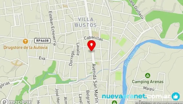 mapa de Panadería y Confitería Tiziano Panadería, Pastelería en Villa Bustos