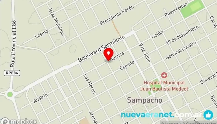 mapa de Panadería y Masiteria Los Nonos Panadería en Sampacho