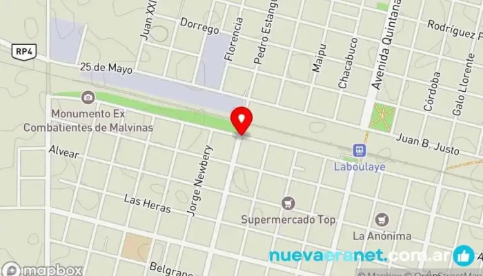 mapa de Panadería y Pastelería Los Molinos Panadería en Laboulaye