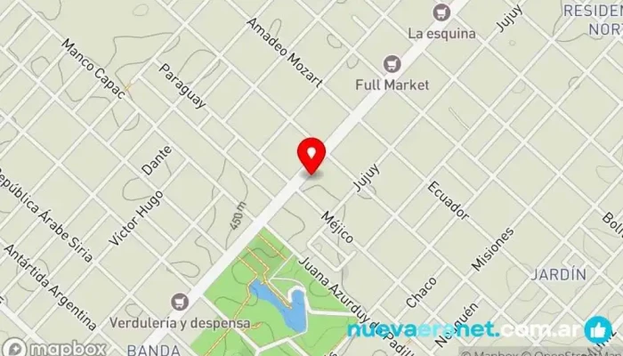 mapa de Panaderías Dos Banderas Panadería en Río Cuarto