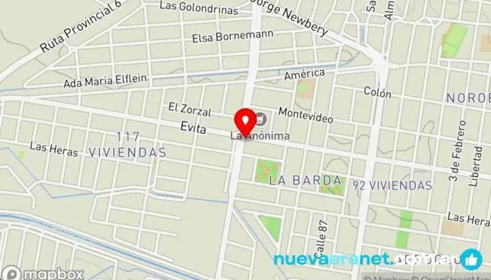mapa de Panaderías Mónica Panadería en Gral. Roca