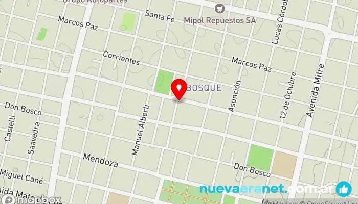 mapa de Panificación Los Andes Panadería en San Miguel de Tucumán