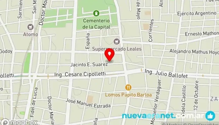 mapa de Panificadora alonso Panadería en Las Heras