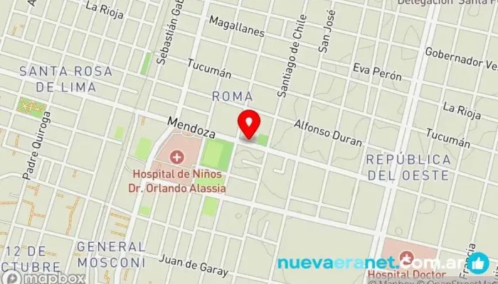 mapa de PANIFICADORA PÉREZ. Casa Central. Panadería en Santa Fe de la Vera Cruz