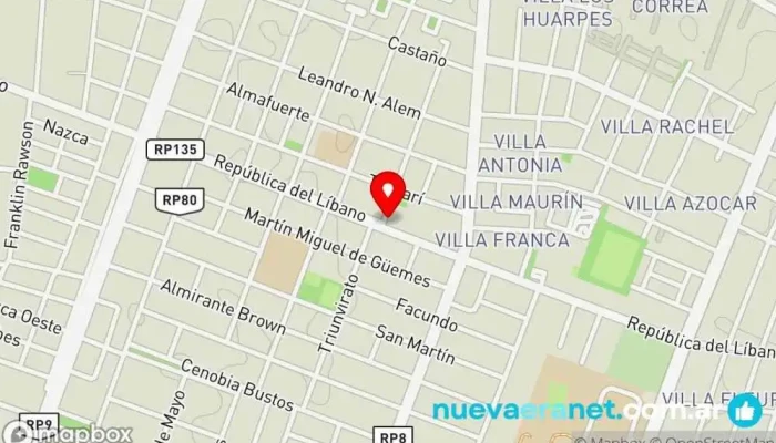 mapa de Panificadora San Sebastian Panadería en Villa Krause