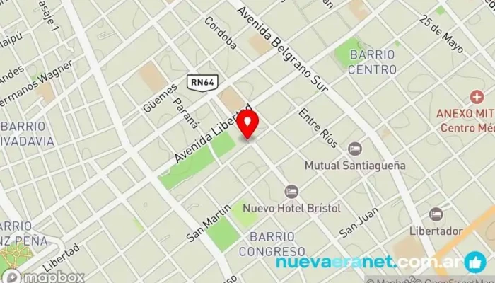 mapa de Panificadora y Fiambrería Eduardo Panadería, Quesería, Tienda de jamones, Tienda de vinos en Santiago del Estero