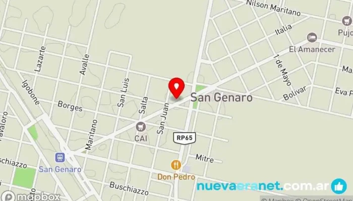 mapa de Panificados Casero (San Genaro) Panadería en San Genaro