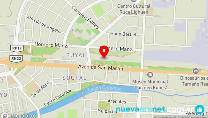 mapa de Parque Lineal Rivadulla Parque en Plaza Huincul