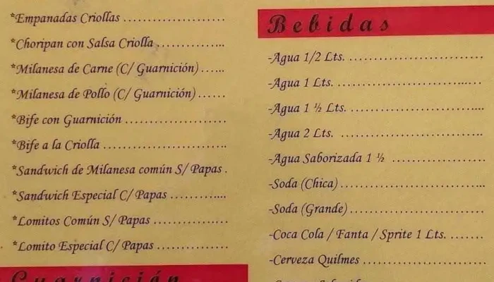 Parrilla Don Cacho -  Carta - Villa Ojo de Agua