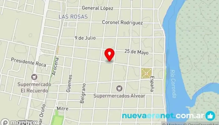 mapa de Pastelería Gladys+Cumbre Nevada Heladería, Cafetería, Pastelería en Coronda