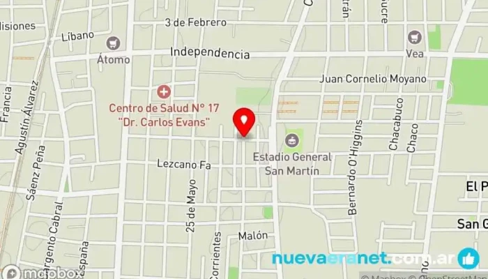 mapa de Pizzería ORION Pizzería, Panadería en Las Heras