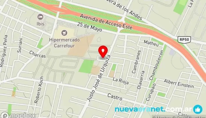 mapa de Plaza Jebbs Portezuelo Panadería, Cafetería, Restaurante en Guaymallén