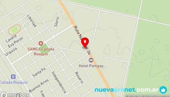 mapa de POZZI MAQUINARIAS S.A. Proveedor de equipos agrícolas, Fábrica de maquinaria agrícola, Concesionario de tractores en Cañada Rosquín