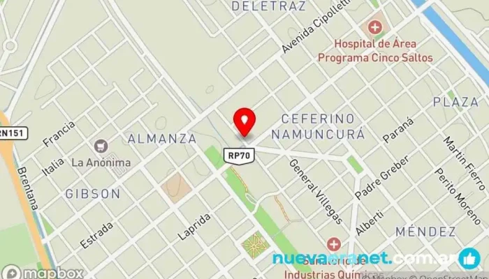mapa de Romi Pastas Panadería en Cinco Saltos