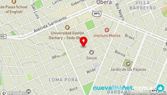 mapa de SHERPA DISTRIBUIDOR máquinas panaderia carniceria , Equipos para panaderías, Carnicería, Restaurante de alas de pollo, Equipo de procesamiento de alimentos, Kiosco, Fábrica de maquinaria, Mayorista de carnes, Supermercado, Panadería mayorista en Oberá
