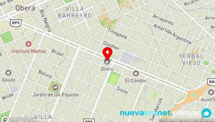 mapa de Supermercado Dinco 3 Supermercado en Oberá