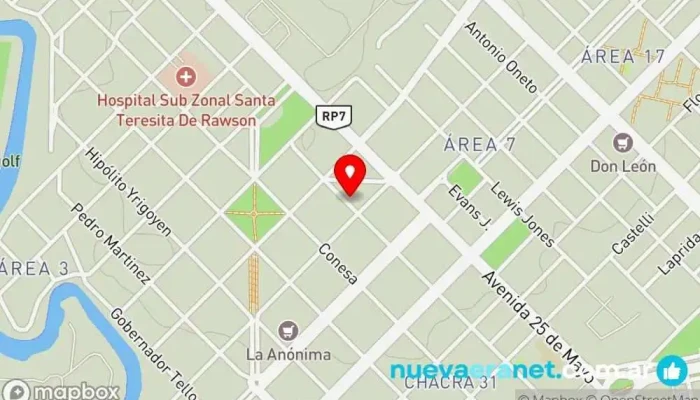 mapa de Tartas dulces Pastelería en Rawson