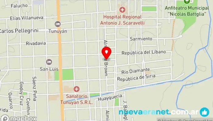 mapa de Terminal de Ómnibus de Tunuyán, Mendoza Servicio de transporte en Tunuyán